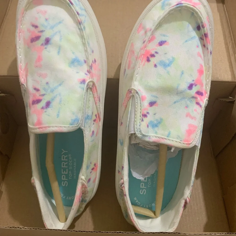 Sperry Girls Salty Jr Tie-Dye Washable Slip-On Sneakers-US Size 4M